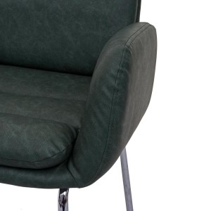 Silla de Confidente DAYTONA, Patas Metálicas, en Piel Verde