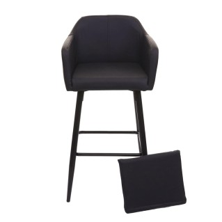 Taburete KESIA, gran acolchado en piel sintética color Negro 2