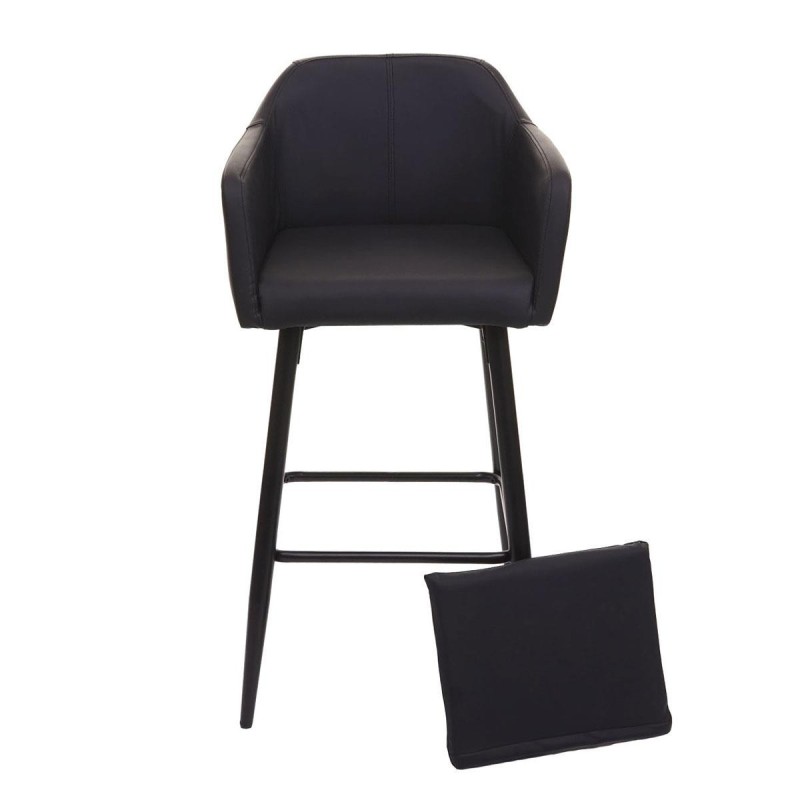 Taburete KESIA, gran acolchado en piel sintética color Negro