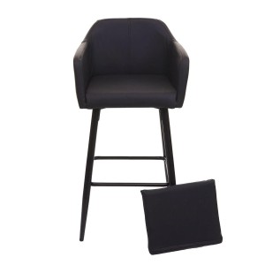 Taburete KESIA, gran acolchado en piel sintética color Negro