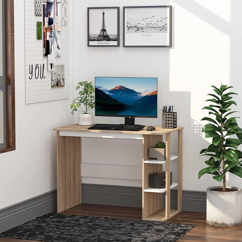 Mesa de Oficina NIZA en Madera color Blanco y Roble