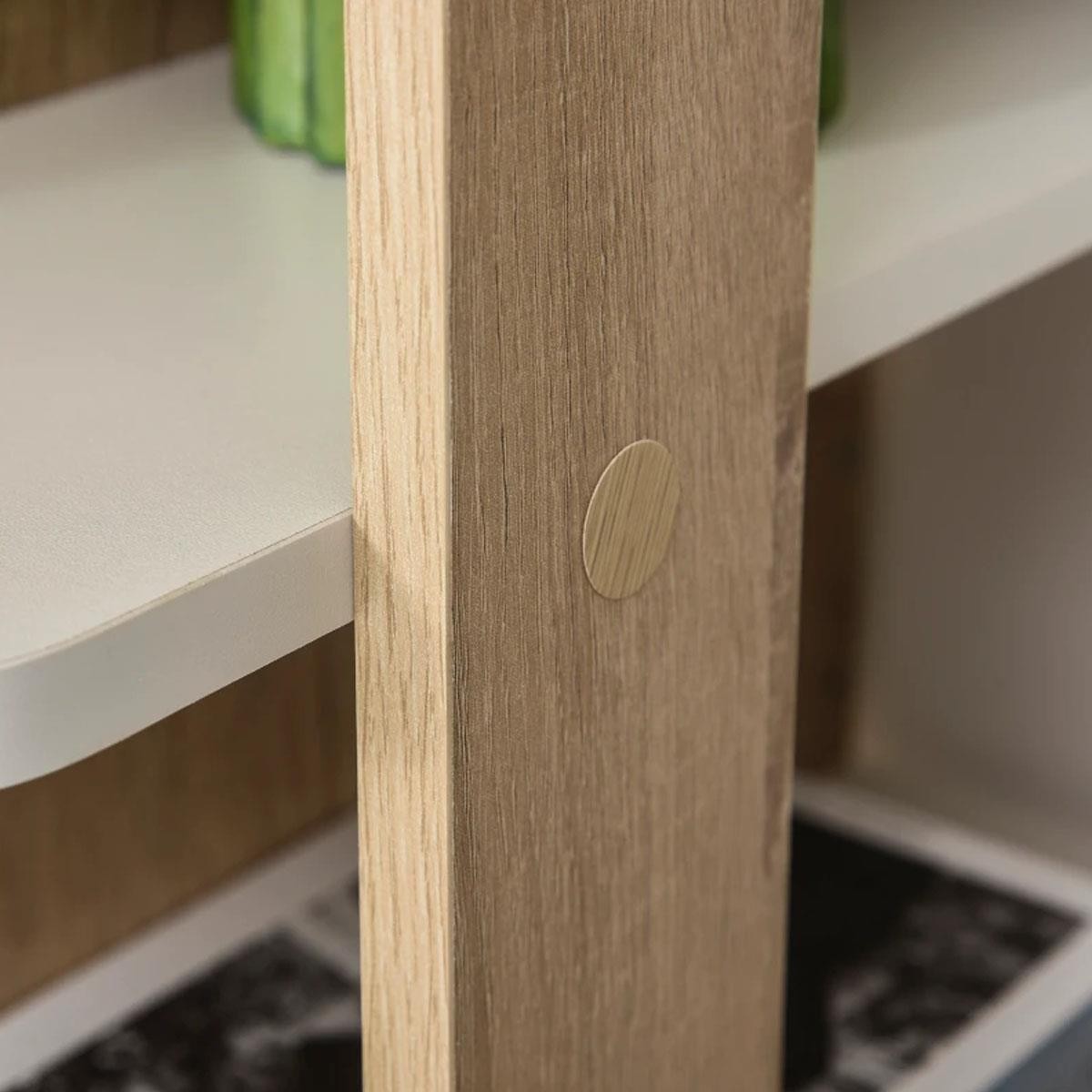 Mesa de Oficina NIZA, 100x55x74 cm, con Estantes, en Madera color Blanco y Roble