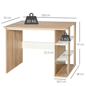 Mesa de Oficina NIZA en Madera color Blanco y Roble