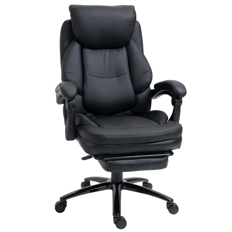Sillón de Oficina BOSS, Reposapiés Extensible, en Piel color Negro