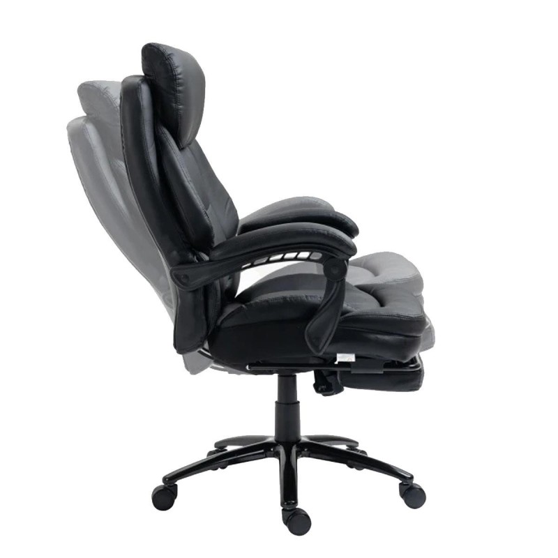 Sillón de Oficina BOSS, Reposapiés Extensible, en Piel color Negro