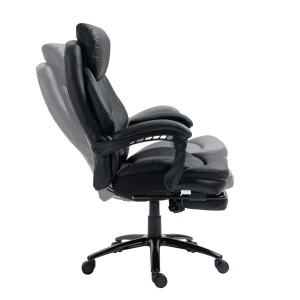 Sillón de Oficina BOSS, Reposapiés Extensible, en Piel color Negro