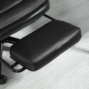 Sillón de Oficina BOSS, Reposapiés Extensible, en Piel color Negro