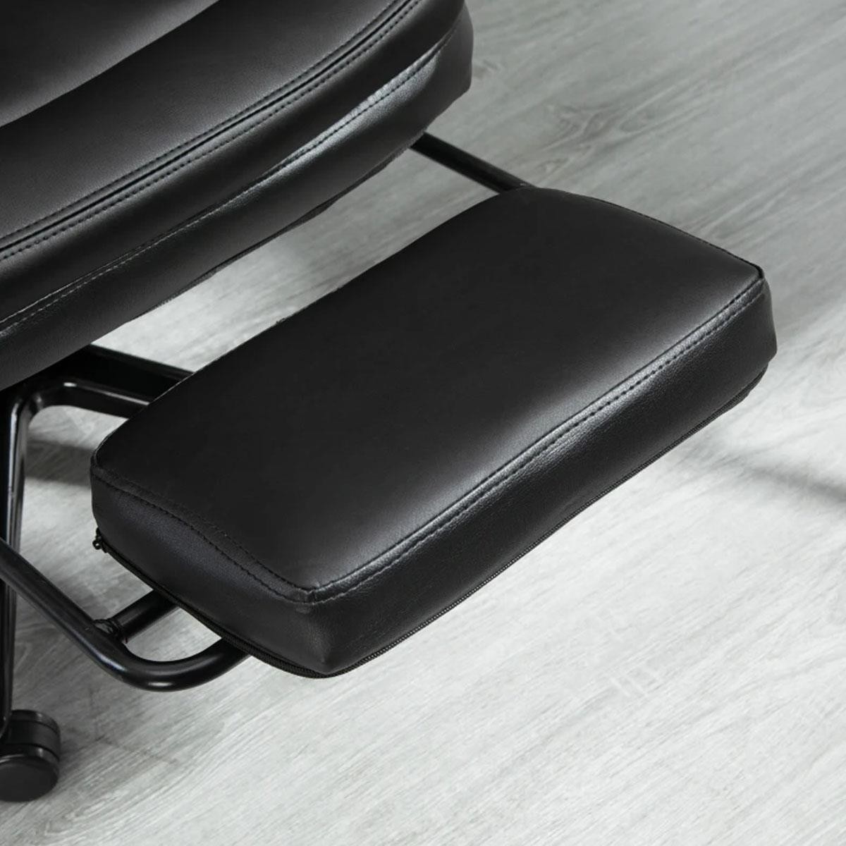 Sillón de Oficina BOSS, Reposapiés Extensible, Gran Acolchado, en Piel color Negro