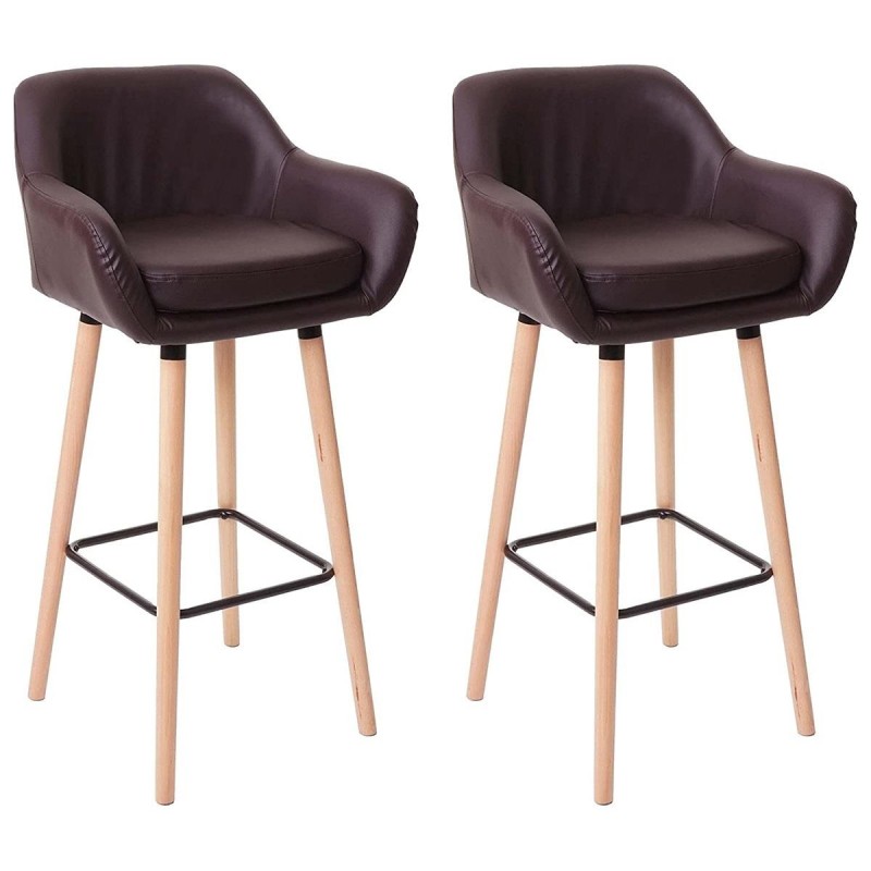 Lote de 2 taburetes VEGAS, Diseño exclusivo, en piel sintética color Negro