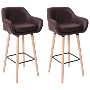 Lote de 2 taburetes VEGAS, Diseño exclusivo, en piel sintética color Negro