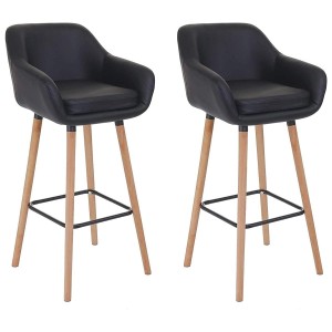 Lote de 2 taburetes VEGAS, Diseño exclusivo, en piel sintética color Negro
