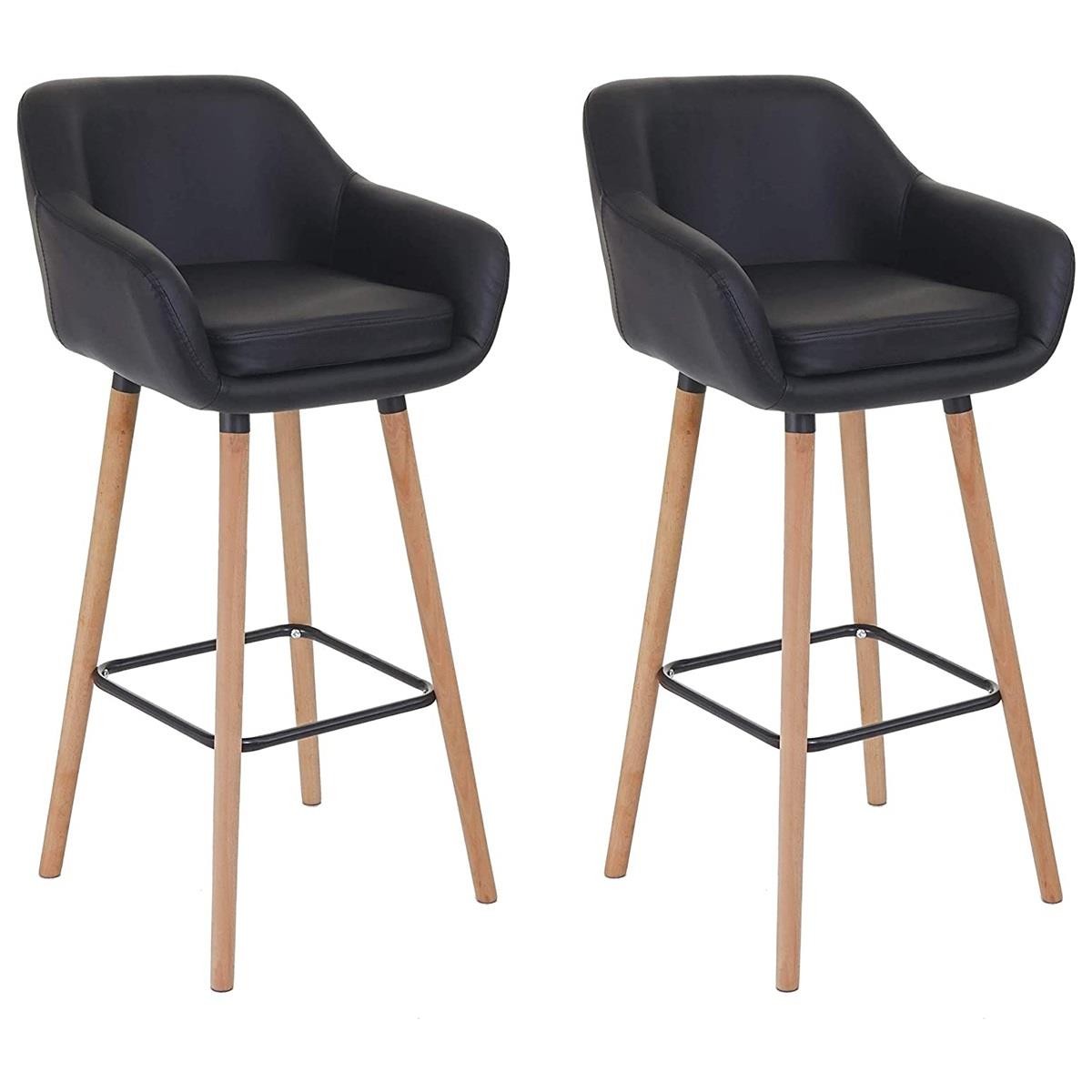 Lote de dos Taburetes VEGAS, Diseño Moderno y Sofisticado, Gran Acolchado en Piel color Negro