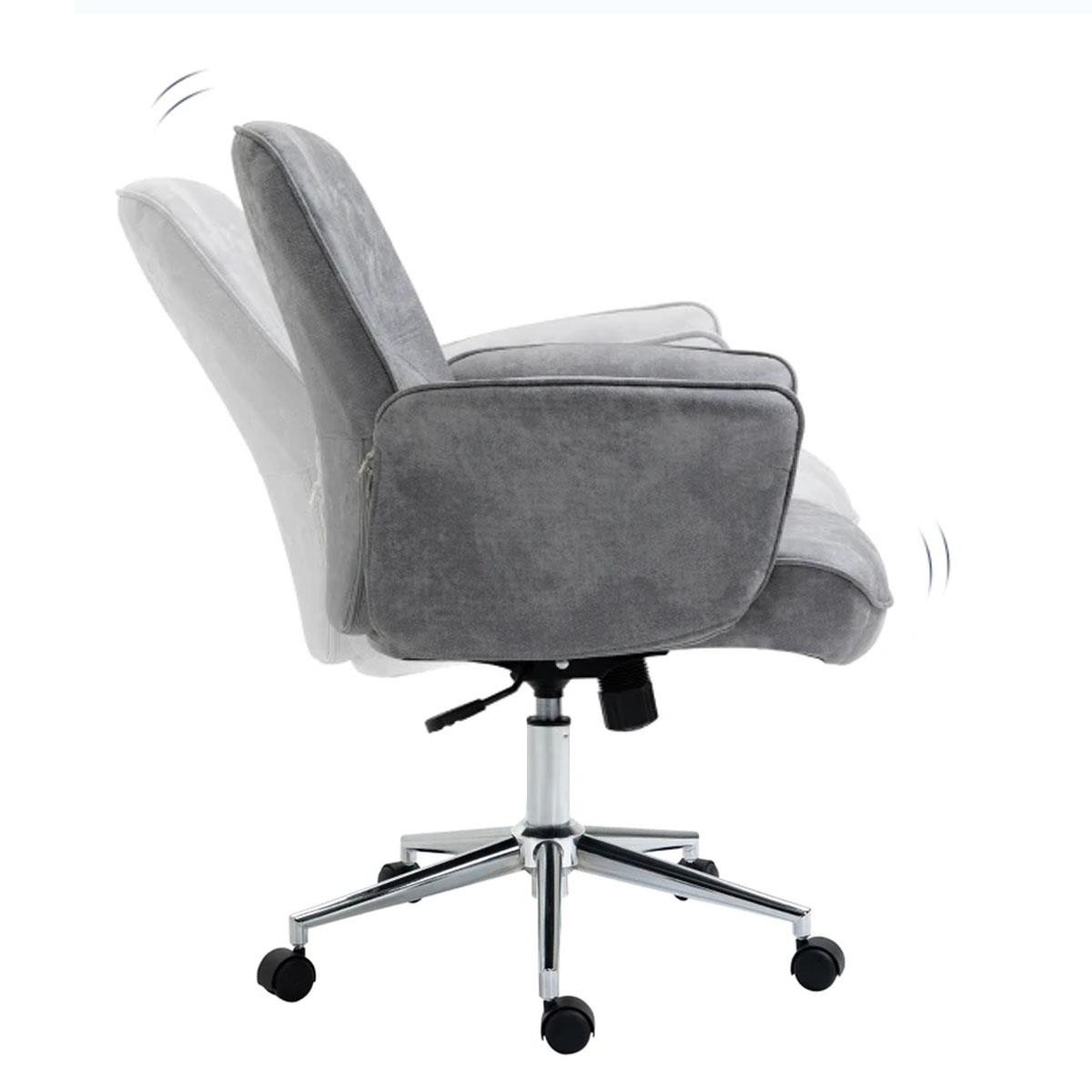 Silla de Oficina MELTY, Grueso Acolchado, Base Metálica, Tapizada en Tela color Gris