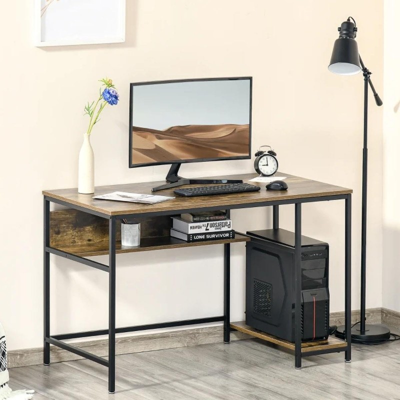 Mesa de Oficina BRETON en Metal y Madera color Nogal
