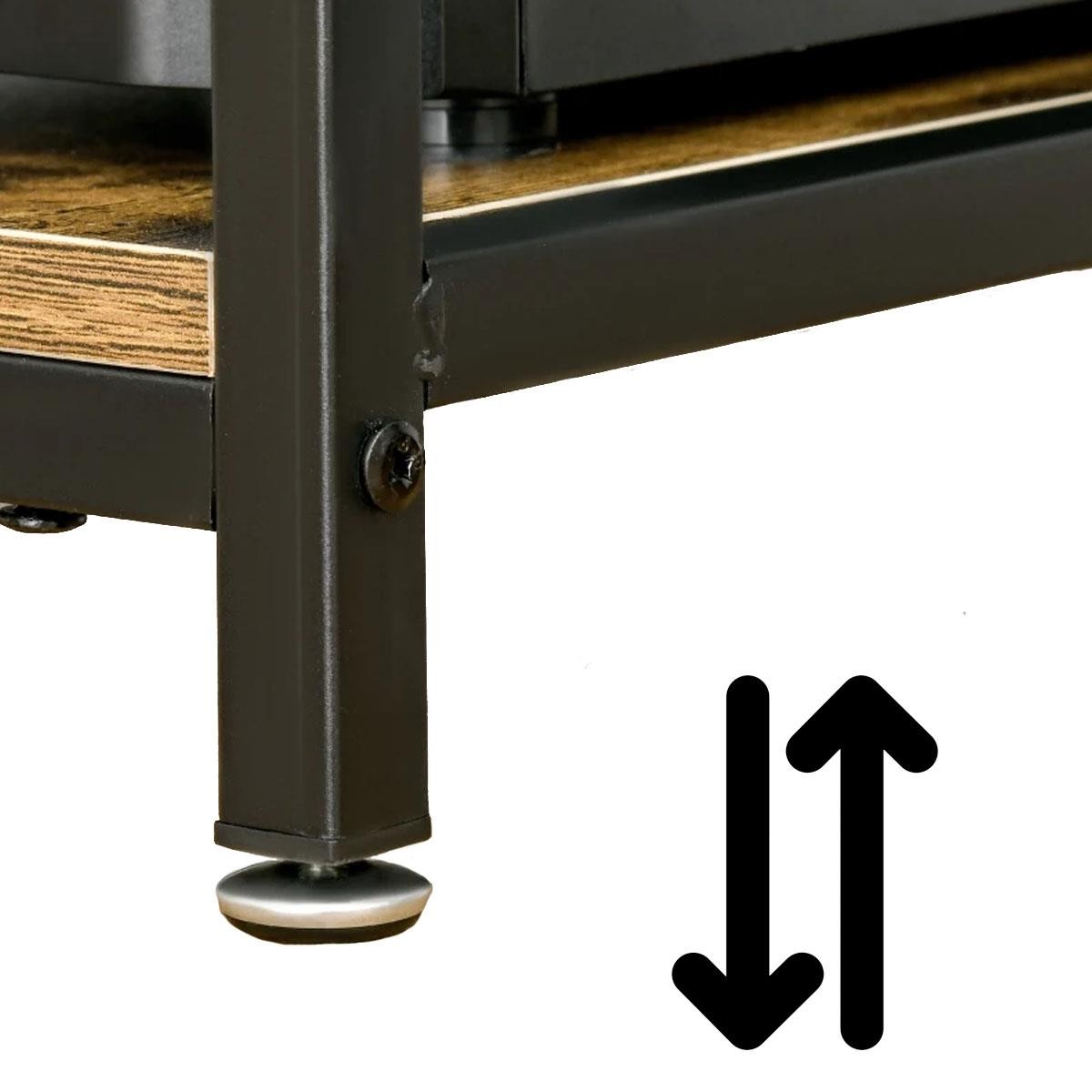 Mesa de Oficina BRETON, con Amplios Estantes, 120x60x75 cm, en Metal y Madera color Nogal