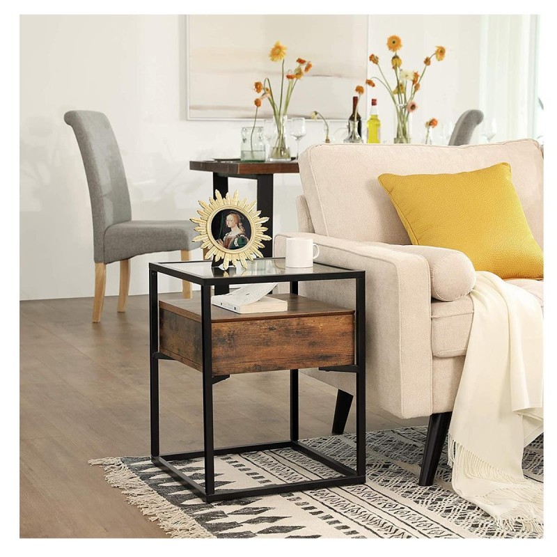 Mesa auxiliar KELLY, exclusivo diseño moderno, en madera color Marrón