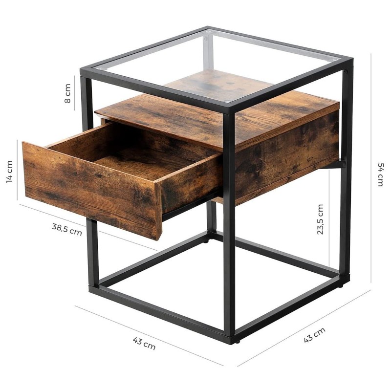 Mesa auxiliar KELLY, exclusivo diseño moderno, en madera color Marrón