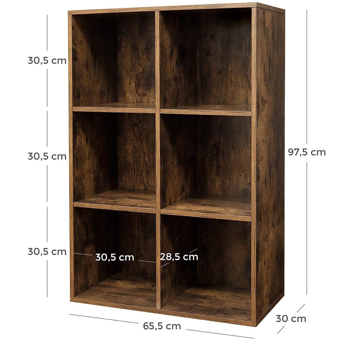 Estantería MONACO, 65x30x97 cm, Estilo Moderno, en Madera, color Marrón Oscuro