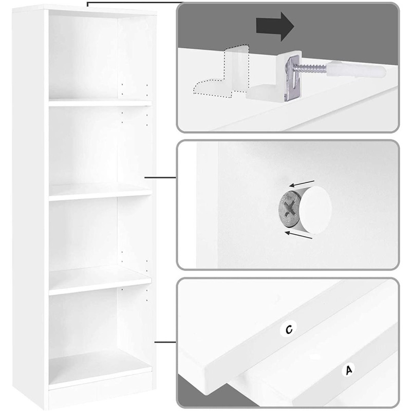 Estantería ARGUS, Diseño Moderno, en Madera color Blanco