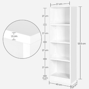 Estantería ARGUS, Diseño Moderno, en Madera color Blanco