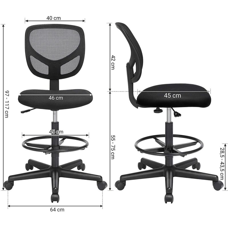 Silla de oficina MOKI, diseño moderno y funcional, en malla traspirable color negro