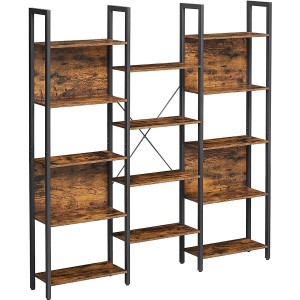 Estantería SELVA, en Metal y Madera, color Negro y Marrón Oscuro