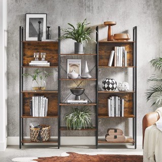 Estantería SELVA, en Metal y Madera, color Negro y Marrón Oscuro 2