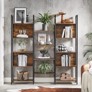 Estantería SELVA, en Metal y Madera, color Negro y Marrón Oscuro