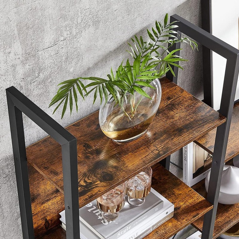 Estantería SELVA, en Metal y Madera, color Negro y Marrón Oscuro