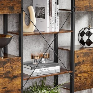 Estantería SELVA, en Metal y Madera, color Negro y Marrón Oscuro