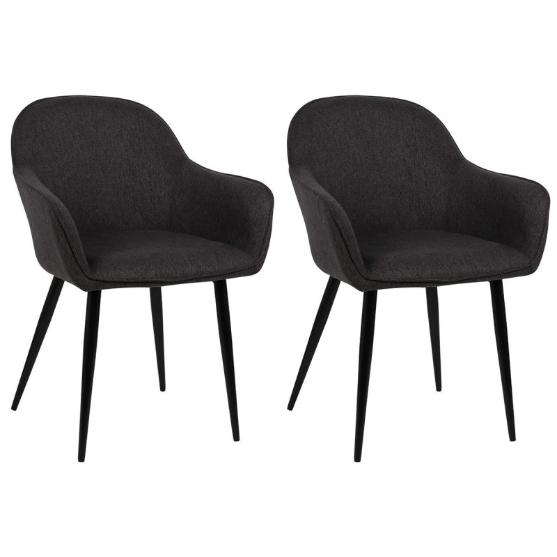 Lote de 2 Sillas de Confidente TAMARA, Patas Negras, en Tela color Negro
