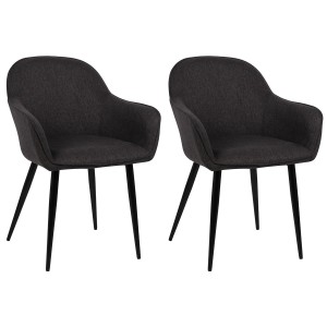 Lote de 2 Sillas de Confidente TAMARA, Patas Negras, en Tela color Negro