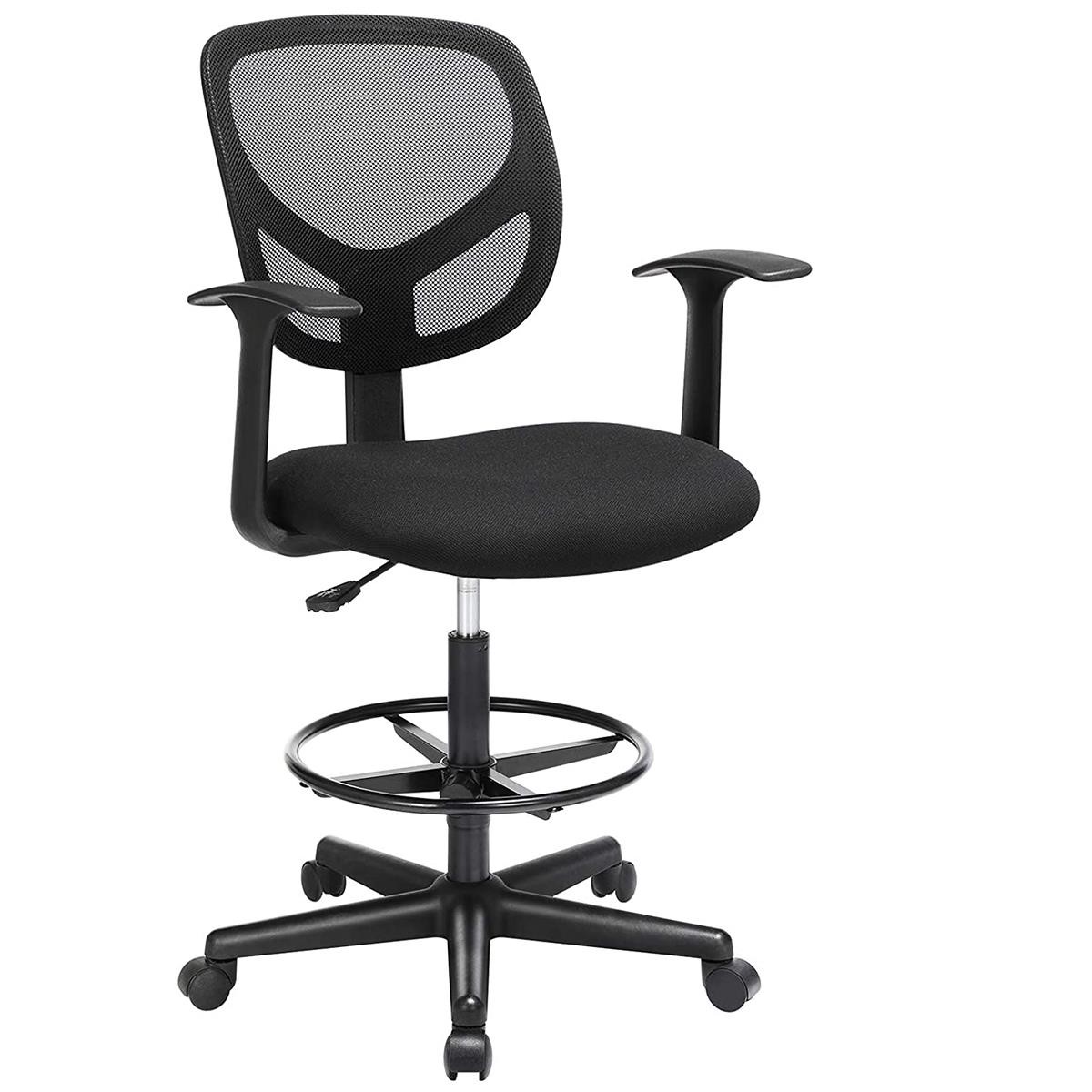 Silla de Oficina MOKI PRO, Incluye Reposapiés y Apoyabrazos, En Malla y Tela Negra