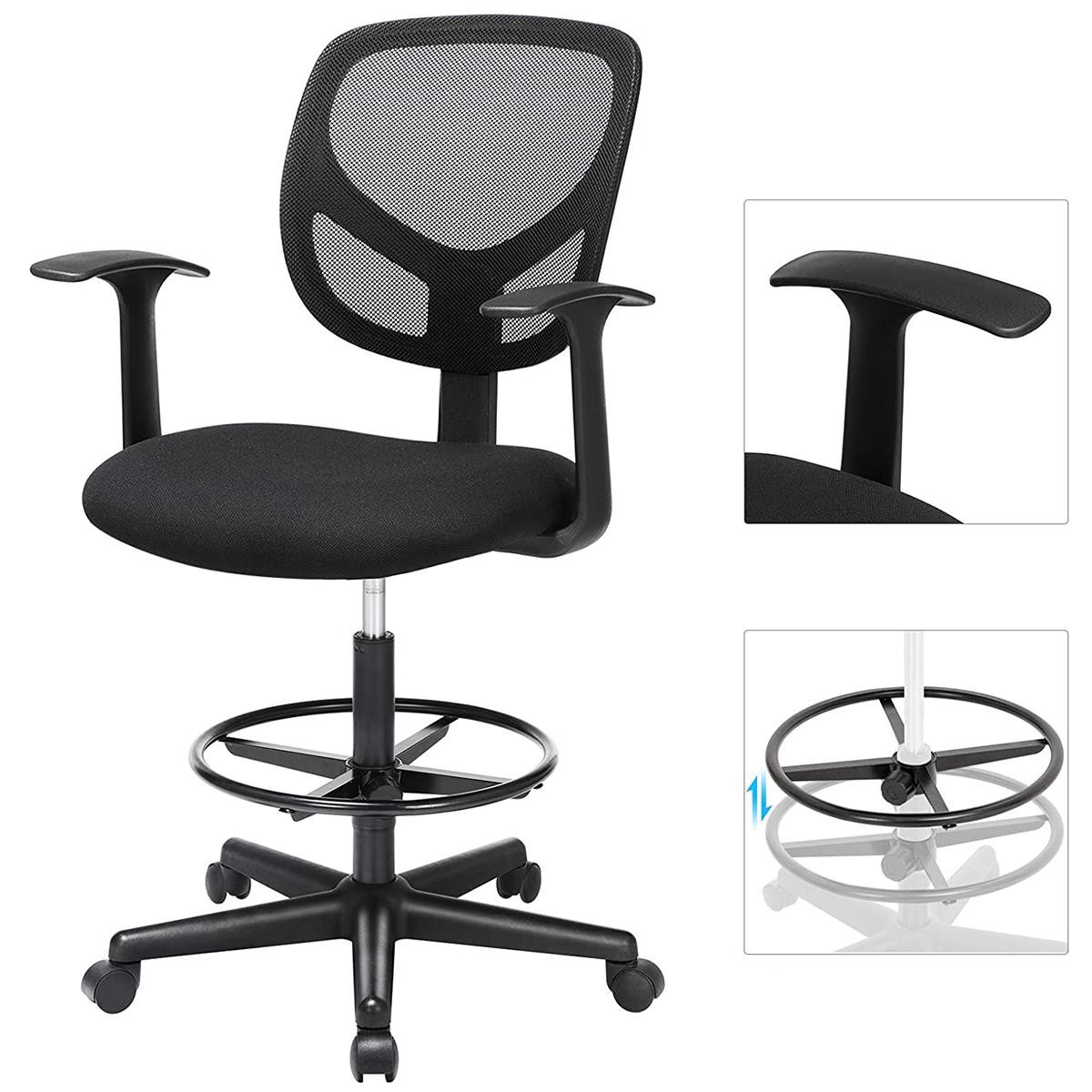 Silla de Oficina MOKI PRO, Incluye Reposapiés y Apoyabrazos, En Malla y Tela Negra