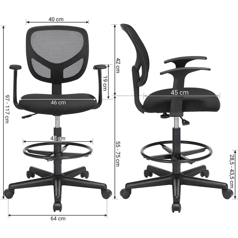 Silla de oficina MOKI PRO, Incluye Apoyabrazos, en malla traspirable color negro