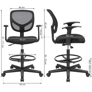 Silla de oficina MOKI PRO, Incluye Apoyabrazos, en malla traspirable color negro