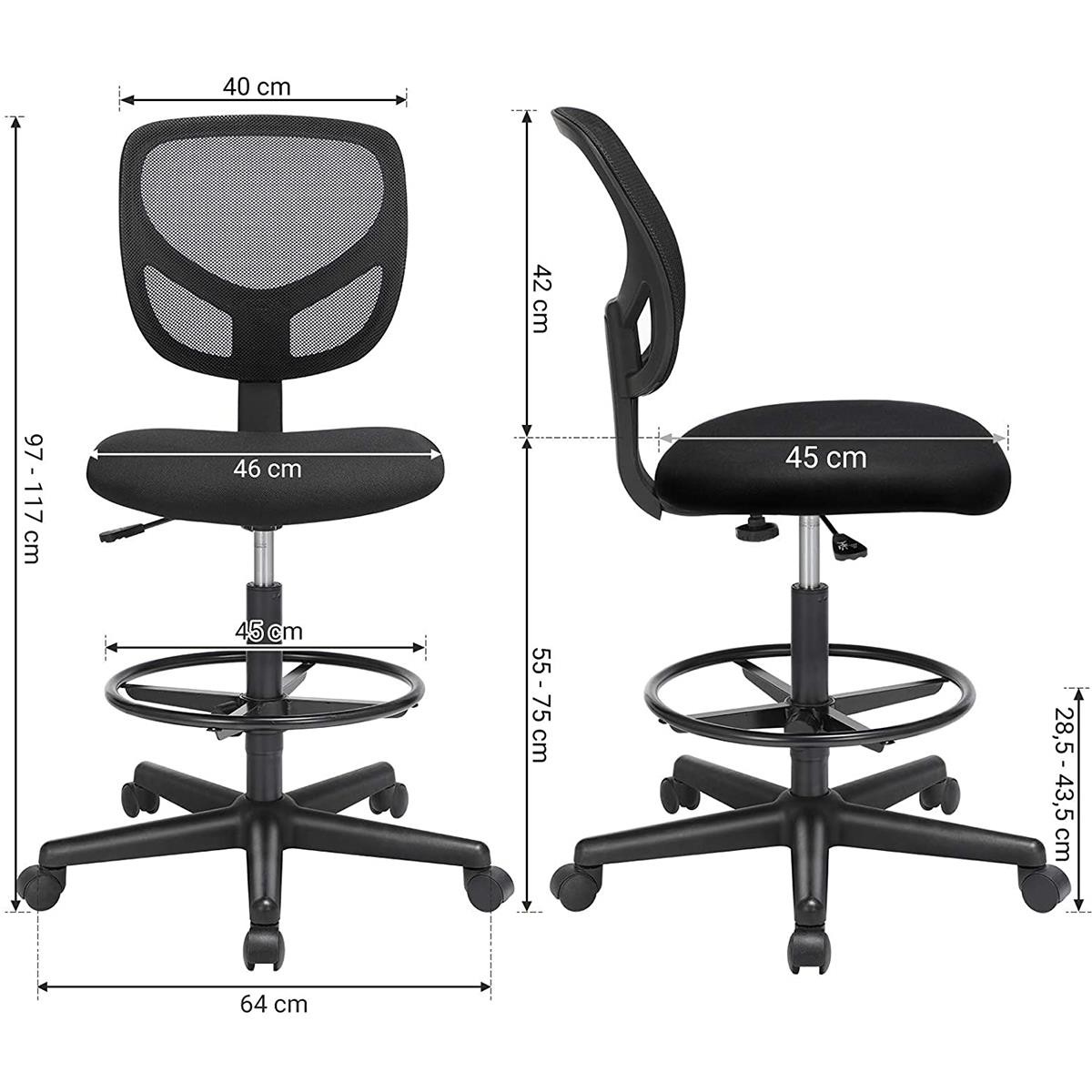 Silla de Oficina MOKI PRO, Incluye Reposapiés y Apoyabrazos, En Malla y Tela Negra