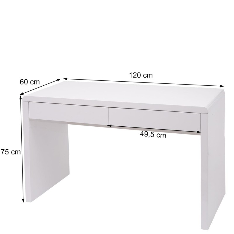 Mesa de Ordenador MANCHESTER, 120x60x75 cm, en Madera color Blanco