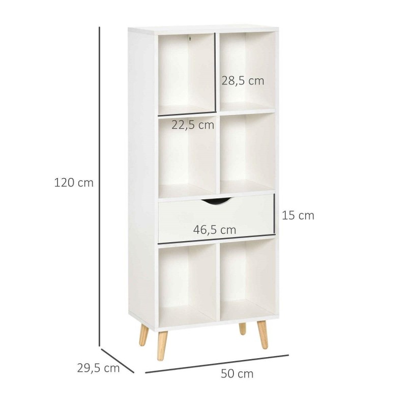 Estantería DELHI, Diseño Moderno, en Madera color Blanco