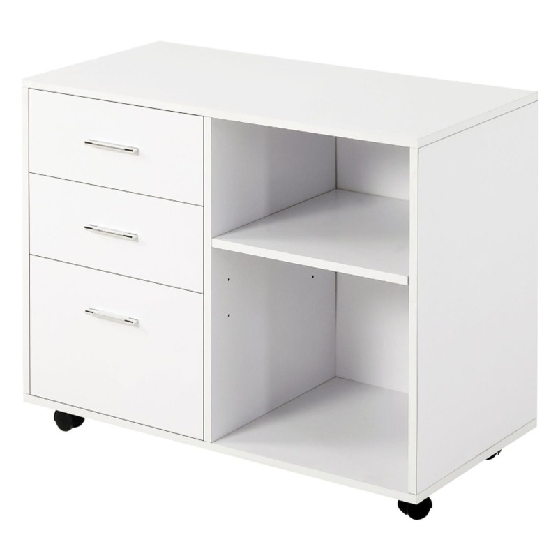 Mueble auxiliar con ruedas OLYMPIA, diseño moderno y funcional, en madera color Blanco