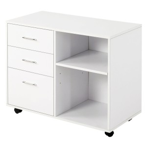 Mueble auxiliar con ruedas OLYMPIA, diseño moderno y funcional, en madera color Blanco