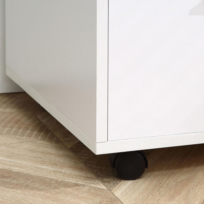 Mueble auxiliar con ruedas OLYMPIA, diseño moderno y funcional, en madera color Blanco