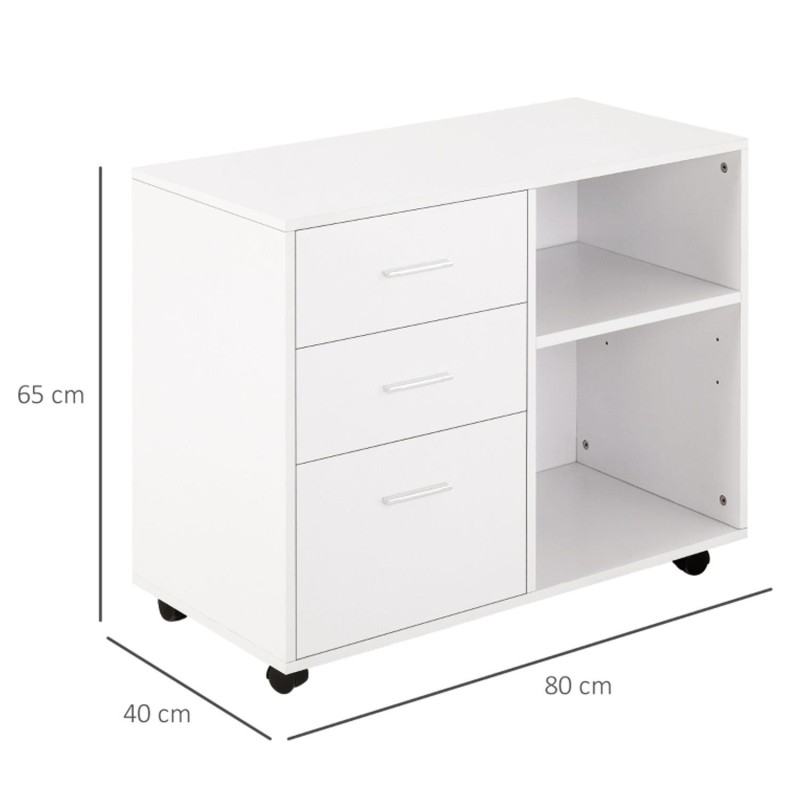 Mueble auxiliar con ruedas OLYMPIA, diseño moderno y funcional, en madera color Blanco
