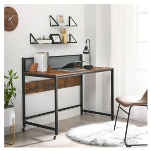 Mesa de Oficina MELTON, Estructura Metálica, Madera color Marrón Oscuro