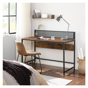 Mesa de Oficina MELTON, Estructura Metálica, Madera color Marrón Oscuro