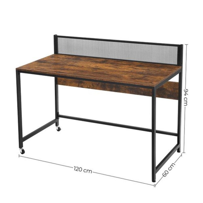 Mesa de Oficina MELTON, Estructura Metálica, Madera color Marrón Oscuro
