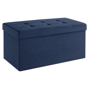 Banco con Almacenaje ENOCK, en Madera y Tela, color Gris Oscuro