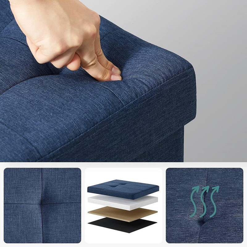 Banco con Almacenaje ENOCK, en Madera y Tela, color Gris Oscuro