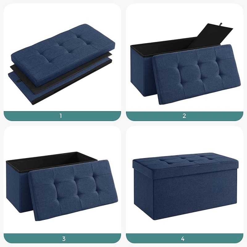 Banco con Almacenaje ENOCK, en Madera y Tela, color Gris Oscuro