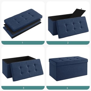Banco con Almacenaje ENOCK, en Madera y Tela, color Gris Oscuro
